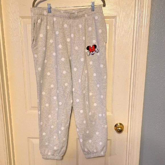 Disney Pants - Disney Gray And White Polka Dot Minny Mouse  Joggers